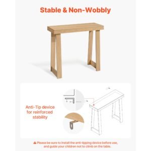 36 in console table, modern desk behind the couch, wooden rectangle entrance desk, narrow long sofa table accent stand, ideal for hallway, bedroom, living room, foyer, easy assembly, burlywood