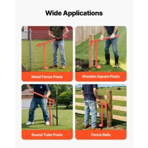 36 in t post puller, heavy duty fence post pullers with puller plate & 47 in lifting chain, labor saving t post remover tool for round fence posts, sign posts & tree stumps