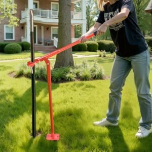 36 in t post puller, heavy duty steel fence post puller, 660lb load capacity, labor saving t post remover tool for round fence posts, sign posts & tree stumps, lifting chain not included