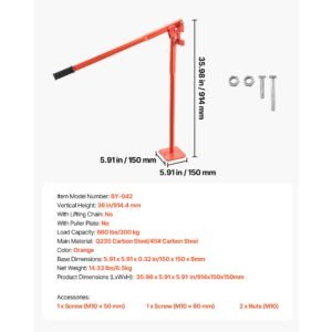 36 in t post puller, heavy duty steel fence post puller, 660lb load capacity, labor saving t post remover tool for round fence posts, sign posts & tree stumps, lifting chain not included