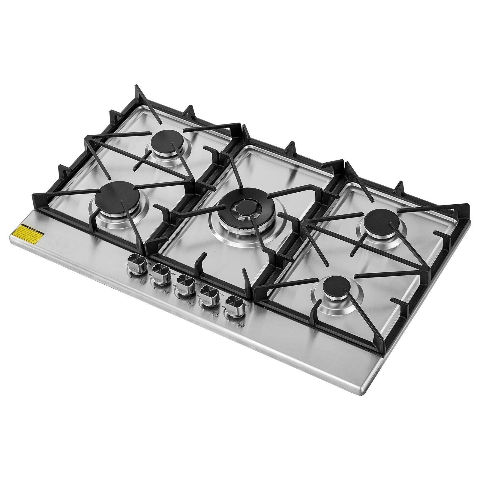36 inch gas cooktop 5 burners gas stove top, max 38300btu built in stainless steel stove top lpg/ng convertible dual fuel cooktop stoves with sabaf dual ring burner for kitchen apartment rvs