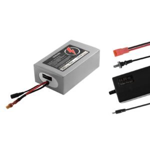 36V Electric Scooter Battery, 16Ah, Ebike Lithium Battery Pack with 30A BMS, Charger, T-Plug Expansion Cable, 500+ Cycles, Compatible with 2880W Motors, for Electric Bikes Bicycles, Scooters