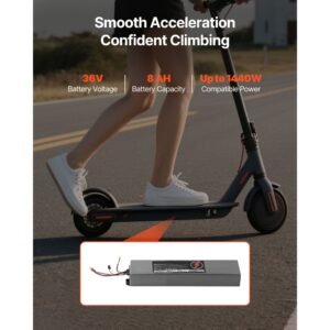 36v scooter battery pack, 8ah, 8000mah lithium battery replacement with 30a bms, charger, 500+ cycles, compatible with 1440w motors, for imitation m365 electric scooters, without communication