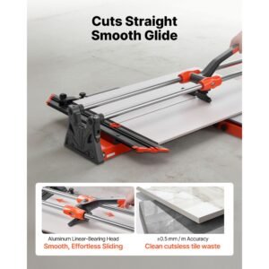 39.4 inch manual tile cutter, upgraded sliding head cutting tool with spring loaded base, angle fence, tungsten carbide cutting wheel, alignment guide, for diy pros, ceramic, floor, wall tiles