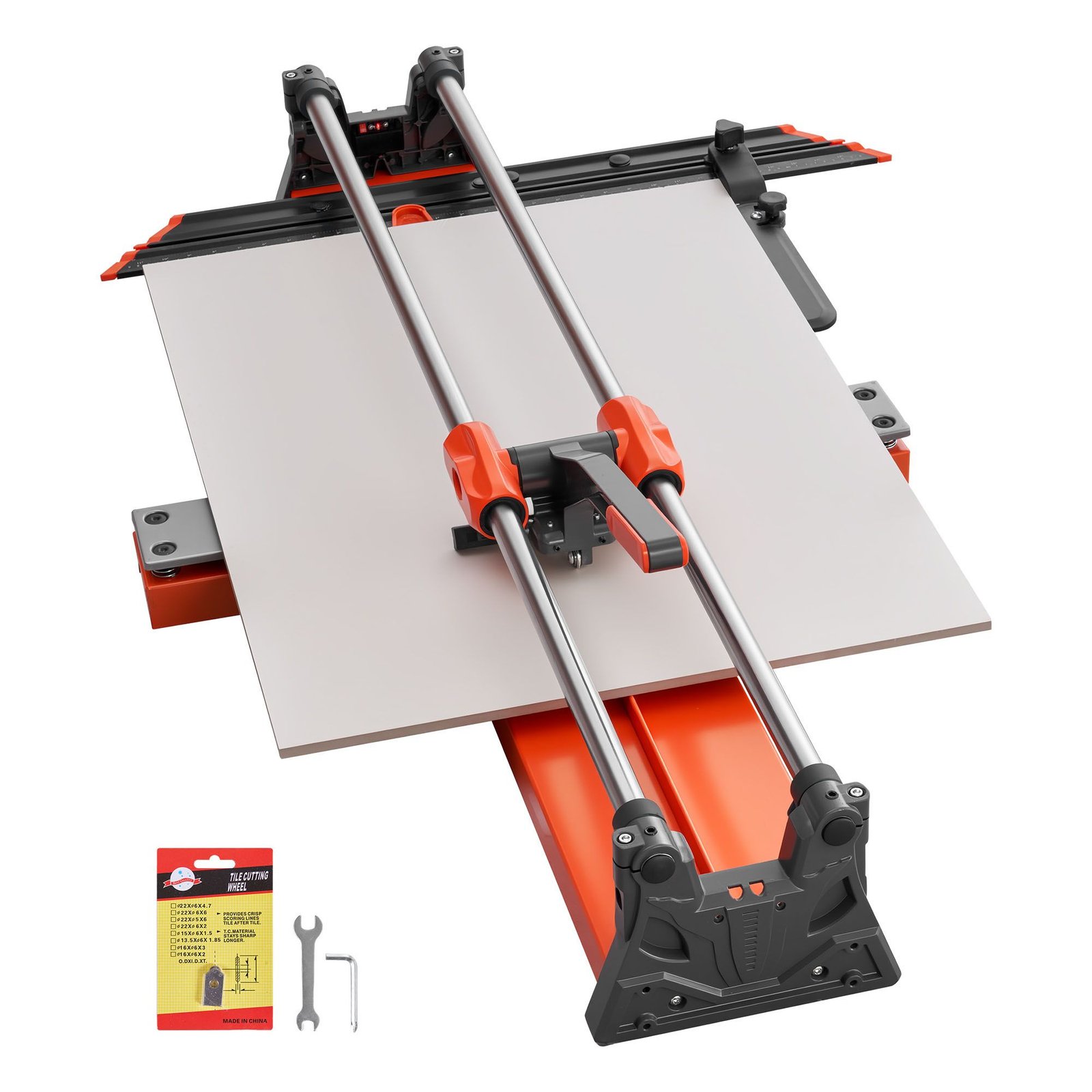 39.4 inch manual tile cutter, upgraded sliding head cutting tool with spring loaded base, angle fence, tungsten carbide cutting wheel, alignment guide, for diy pros, ceramic, floor, wall tiles