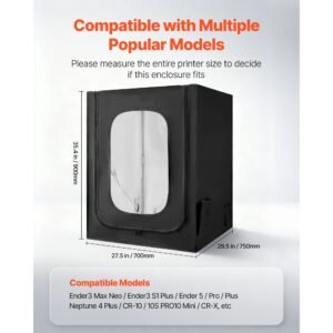 3d printer enclosure, dustproof waterproof large oxford cloth 3d printer tent, constant temperature protective case with led lighting, compatible with creality/elegoo/anycubic popular models
