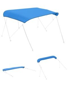4 Bow Bimini Top Replacement Cover, 8 ft Long Durable 600D Marine Grade Waterproof Sun Shade Boat Canopy with Storage Boot, Easy Install Zipper Sleeve Awning, 96"L x (97"-103")W, Blue (No Frame)