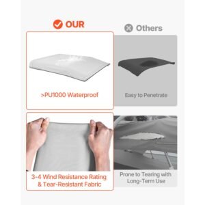 4 bow bimini top replacement cover, 8 ft long durable 600d marine grade waterproof sun shade boat canopy with storage boot, easy install zipper sleeve awning, 96"l x (97" 103")w, gray (no frame)