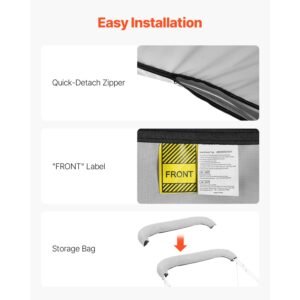 4 bow bimini top replacement cover, 8 ft long durable 600d marine grade waterproof sun shade boat canopy with storage boot, easy install zipper sleeve awning, 96"l x (97" 103")w, gray (no frame)
