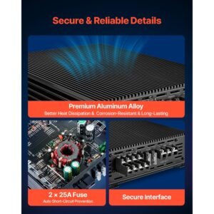 4 channel car audio amplifier 2 ohm stable bridgeable class a/b full range amp max power 4 x 200w @ 4 ohm / 4 x 400w @ 2 ohm for car suv truck off road