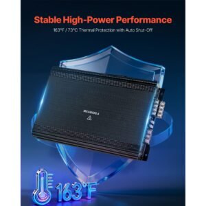 4 channel car audio amplifier 2 ohm stable bridgeable class a/b full range amp max power 4 x 250w @ 4 ohm / 4 x 500w @ 2 ohm for car suv truck off road