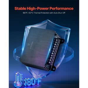 4 channel car audio amplifier 2 ohm stable bridgeable class d full range amp max power 4 x 110w @ 4 ohm / 4 x 160w @ 2 ohm for car suv truck off road