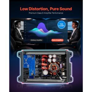 4 channel car audio amplifier 2 ohm stable bridgeable class d full range amp max power 4 x 120w @ 4 ohm / 4 x 200w @ 2 ohm for car suv truck off road