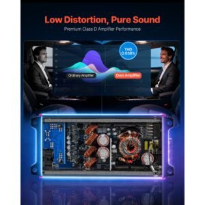4 channel car audio amplifier 2 ohm stable bridgeable class d full range amp max power 4 x 272w @ 4 ohm / 4 x 400w @ 2 ohm for car suv truck off road