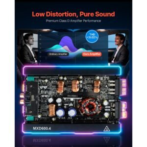4 channel car audio amplifier 2 ohm stable bridgeable class d full range amp max power 4 x 420w @ 4 ohm / 4 x 600w @ 2 ohm for car suv truck off road