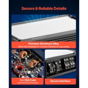 4 channel car audio amplifier 2 ohm stable bridgeable class d full range amp max power 4 x 420w @ 4 ohm / 4 x 600w @ 2 ohm for car suv truck off road