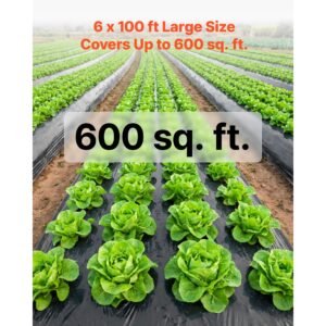 4 mil plastic sheeting 6' x 100' black heavy duty polyethylene roll, thick plastic roll for garden, drop cloth painters tarp, polyethylene covering for crawl space vapor barrier, weed control