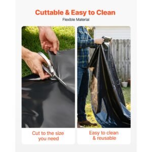4 mil plastic sheeting 6' x 100' black heavy duty polyethylene roll, thick plastic roll for garden, drop cloth painters tarp, polyethylene covering for crawl space vapor barrier, weed control