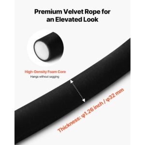 4 pcs black velvet stanchion ropes, 5 ft crowd control stanchion black velvet ropes with gold hooks, post queue barrier carpet rope for carpet events movie theaters grand openings hotels party