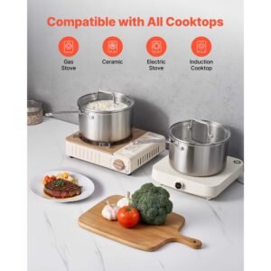 4 qt saucepan, stainless steel saucepan with glass lid, multipurpose nonstick stainless steel small cooking sauce pot with ergonomic handle, friendly for oven, dishwasher, induction cooker
