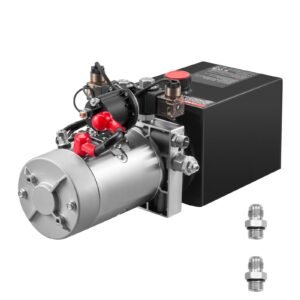 4 Quart Hydraulic Power Unit, Double Acting Dump Trailer Pump, 3200 PSI Max Relief Pressure & 0.91 GPM Flow Rate, DC 12V Hydraulic Pump with Metal Reservoir for Dump Trailer Car Lifting, Black
