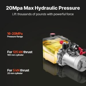 4 quart hydraulic power unit, single acting dump trailer pump, 3200 psi max relief pressure & 0.91 gpm flow rate, dc 12v hydraulic pump with metal reservoir for dump trailer car lifting