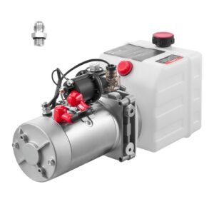 4 Quart Hydraulic Power Unit, Single Acting Dump Trailer Pump, 3200 PSI Max Relief Pressure & 0.91 GPM Flow Rate, DC 12V Hydraulic Pump with Metal Reservoir for Dump Trailer Car Lifting