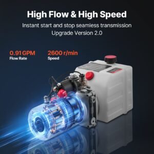 4 quart hydraulic power unit, single acting dump trailer pump, 3200 psi max relief pressure & 0.91 gpm flow rate, dc 12v hydraulic pump with metal reservoir for dump trailer car lifting