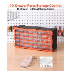 40 drawer storage organizer, plastic, drawer storage cabinet for garage organization, stackable small parts organizer, wall mounted toolbox, for hardware, beads, screws, crafts, building bricks