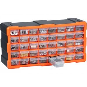 40-Drawer Storage Organizer, Plastic, Drawer Storage Cabinet for Garage Organization, Stackable Small Parts Organizer, Wall-Mounted Toolbox, for Hardware, Beads, Screws, Crafts, Building Bricks