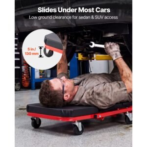 40 in 2 in 1 folding mechanic creeper, z creeper seat & under car garage roller, 450 lbs rolling creeper stool with 6 swivel casters, padded headrest for auto repair