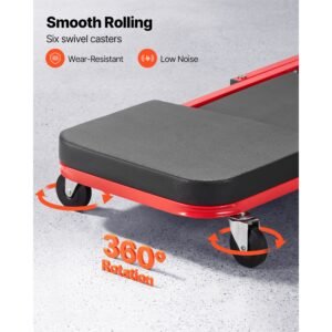 40 in 2 in 1 folding mechanic creeper, z creeper seat & under car garage roller, 450 lbs rolling creeper stool with 6 swivel casters, padded headrest for auto repair