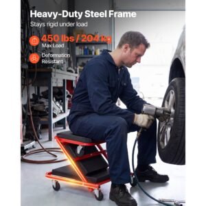 40 in 2 in 1 folding mechanic creeper, z creeper seat & under car garage roller, 450 lbs rolling creeper stool with 6 swivel casters, padded headrest for auto repair