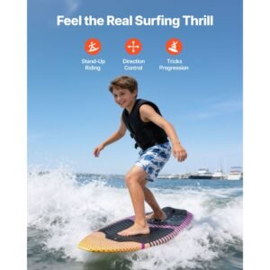 45 inch wakesurf board, wake surfing board with eps foam core & eva non slip pad, uv resistant wakesurfing boards for youth up to 110 lbs