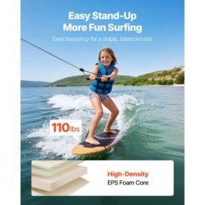 45 inch wakesurf board, wake surfing board with eps foam core & eva non slip pad, uv resistant wakesurfing boards for youth up to 110 lbs