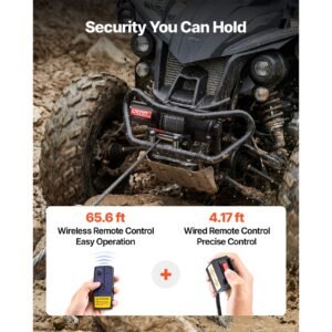 4500 lbs electric winch, 12v dc atv/utv winch with Φ0.24 in x 39.4 ft steel wire rope, wireless & wired remote control, ip54 waterproof, roller fairlead mount plate for towing atv utv off road