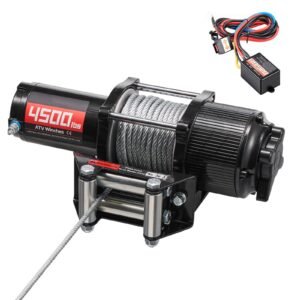 4500 lbs Electric Winch, 12V DC ATV/UTV Winch with Φ0.24 in x 39.4 ft Steel Wire Rope, Wireless & Wired Remote Control, IP54 Waterproof, Roller Fairlead Mount Plate for Towing ATV UTV Off-Road