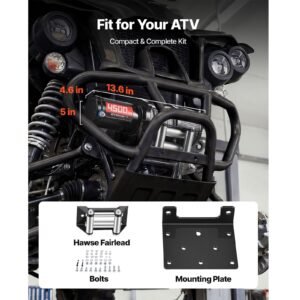 4500 lbs electric winch, 12v dc atv/utv winch with Φ0.24 in x 39.4 ft steel wire rope, wireless & wired remote control, ip54 waterproof, roller fairlead mount plate for towing atv utv off road
