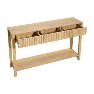 47 in Console Table, Farmhouse Desk Behind the Couch with Drawers and Bottom Storage Shelf, Wooden Rectangle Entrance Narrow Sofa Table for Hallway, Bedroom, Living Room, Foyer, Burlywood