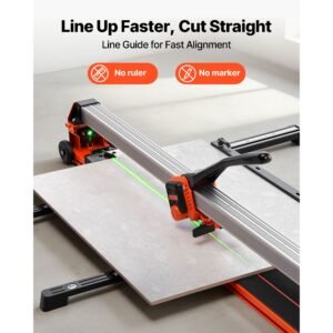 47.2 inch manual tile cutter, upgraded rail and sliding head, precision alignment guide, tungsten carbide cutting wheel, support legs with swivel wheels, for diy pros, ceramic, floor, wall tiles