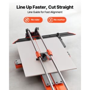 47.2 inch manual tile cutter, upgraded sliding head cutting tool with spring loaded base, angle fence, tungsten carbide cutting wheel, alignment guide, for diy pros, ceramic, floor, wall tiles
