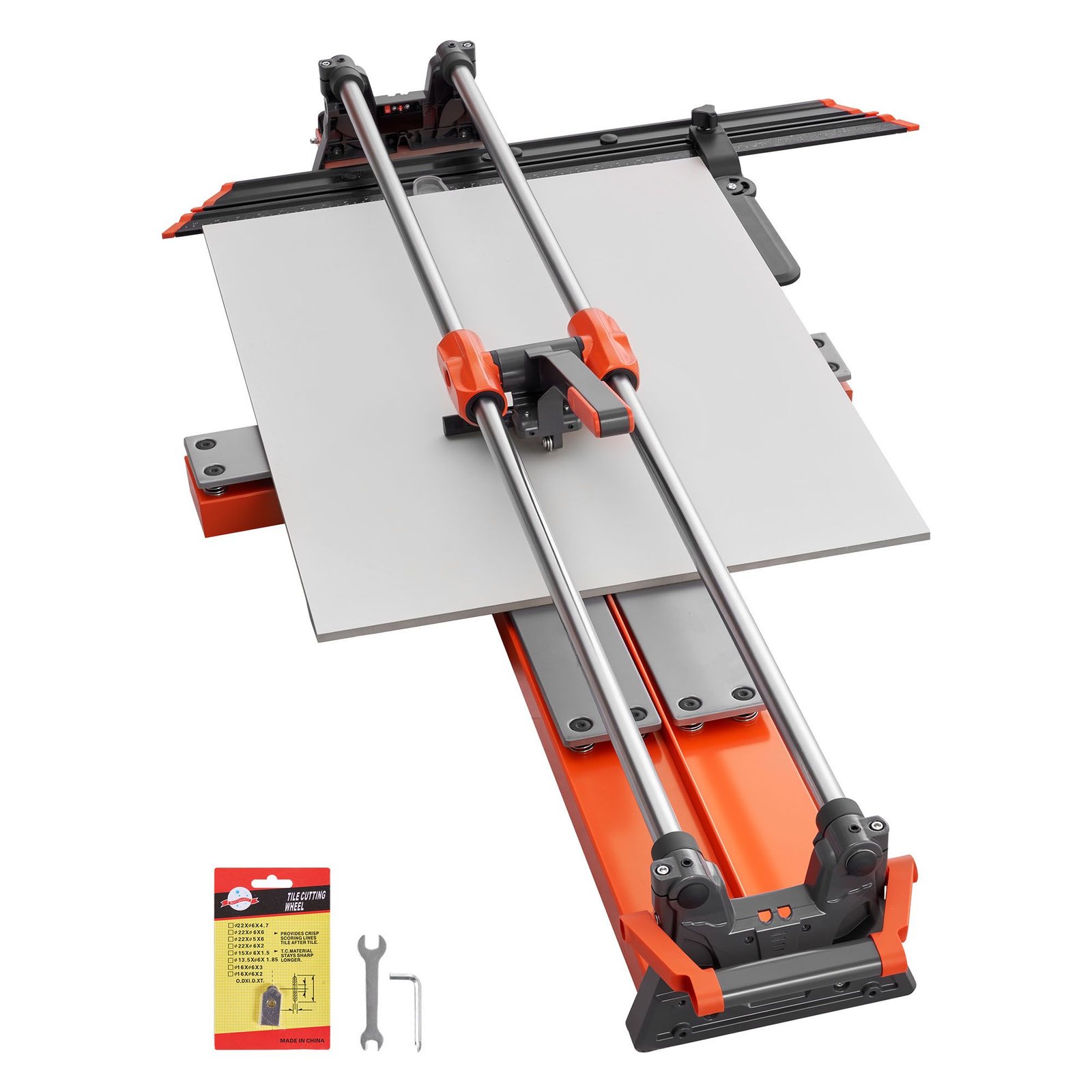 47.2 inch manual tile cutter, upgraded sliding head cutting tool with spring loaded base, angle fence, tungsten carbide cutting wheel, alignment guide, for diy pros, ceramic, floor, wall tiles