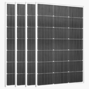 4PCS 100W Monocrystalline Solar Panels, 23% High-Efficiency Mono PV Module with Stable MC4 Output & Aluminum Frame, IP65 Waterproof Solar Panel for Car Boat RV Flat Rooftop Off-Grid Applications