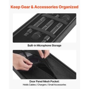 4u rack case, 12 in depth, rackmount flight case shallow rack with microphone compartment, polyethylene construction, recessed latches, easy installation, for amplifier, 8.7 in internal depth