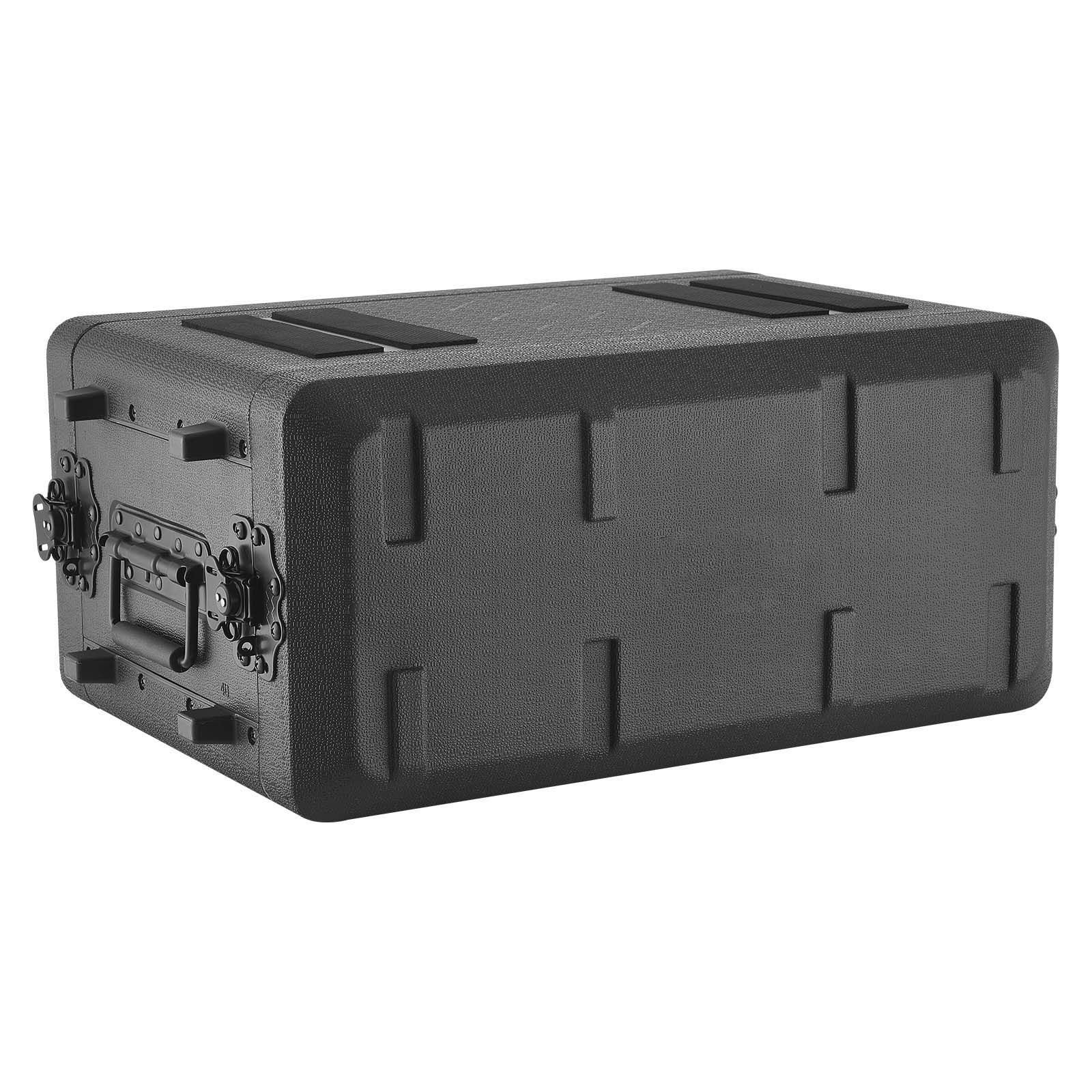 4u rack case, 12 in depth, rackmount flight case shallow rack with microphone compartment, polyethylene construction, recessed latches, easy installation, for amplifier, 8.7 in internal depth