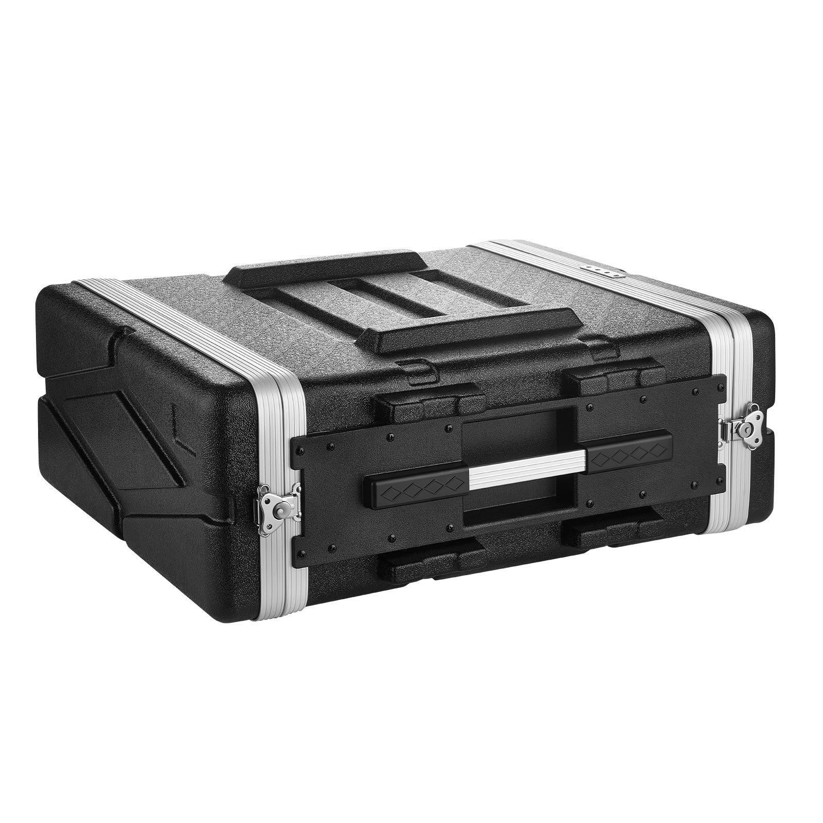 4u rack case, standard 19 in depth, server rack cabinet with abs construction, recessed twist latches, detachable front & back cover, easy installation, for amplifiers, 18.4 in internal depth