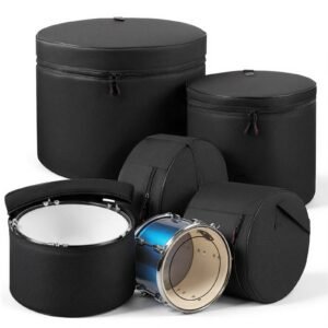 5-Piece Drum Case Set, 600D, Padded Drum Bags for 22 in Bass, 12/13/16 in Tom, 14 in Snare, Thick Padding, Lightweight Protective Covers Travel Storage Cases, for Drums Accessories Protection