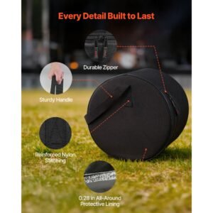 5 piece drum case set, 600d, padded drum bags for 22 in bass, 12/13/16 in tom, 14 in snare, thick padding, lightweight protective covers travel storage cases, for drums accessories protection