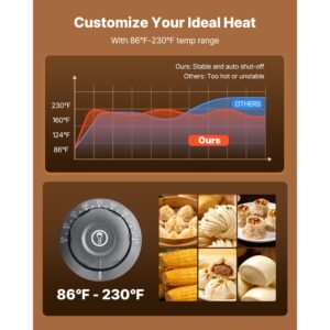 5 tier commercial food warmer display, 1200w food display warmer with led light, adjustable shelf & stainless steel frame, 86 230 fahrenheit steam heating, 120l for hamburger, pizza, bread