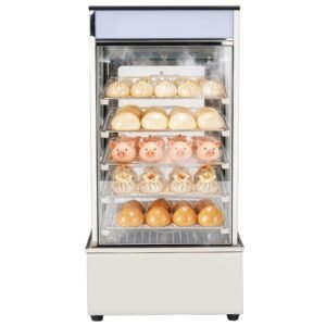 5-Tier Commercial Food Warmer Display, 1200W Food Display Warmer with LED Light, Adjustable Shelf & Stainless Steel Frame, 86-230 Fahrenheit Steam Heating, 120L for Hamburger, Pizza, Bread